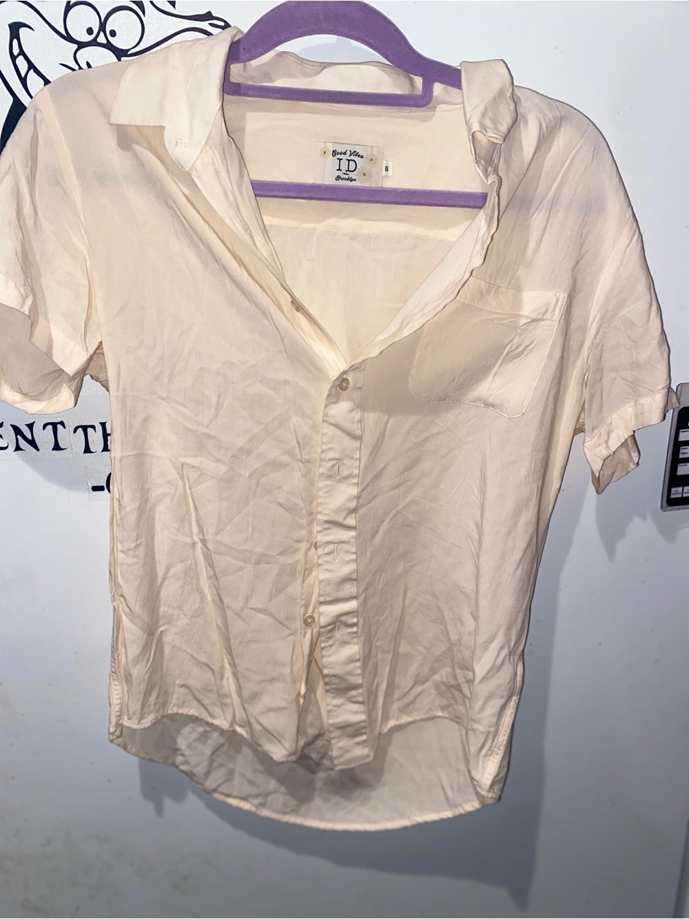 Good Vibes ID Brooklyn Short-Sleeve Button-Down Shirt in Cream